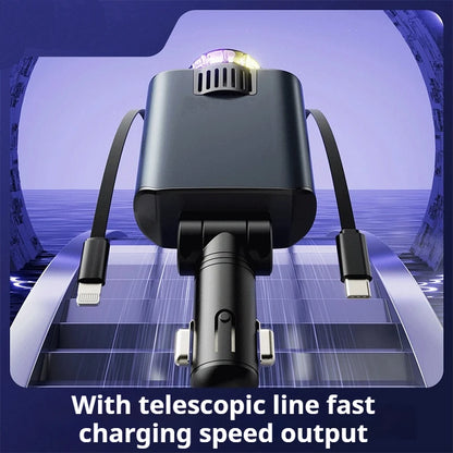 5 in 1 Car Charger Fast Charging 45W Retractable +Aromatherapy Diffuser+Starry Sky LED Lights Car Air Freshener Car Accessory