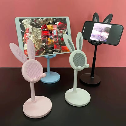 Cute Rabbit Mobile Phone Stand Adjustable Desktop Holder for Iphone Samsung Xiaomi Ipad Switch Desk Office Home Portable Stand