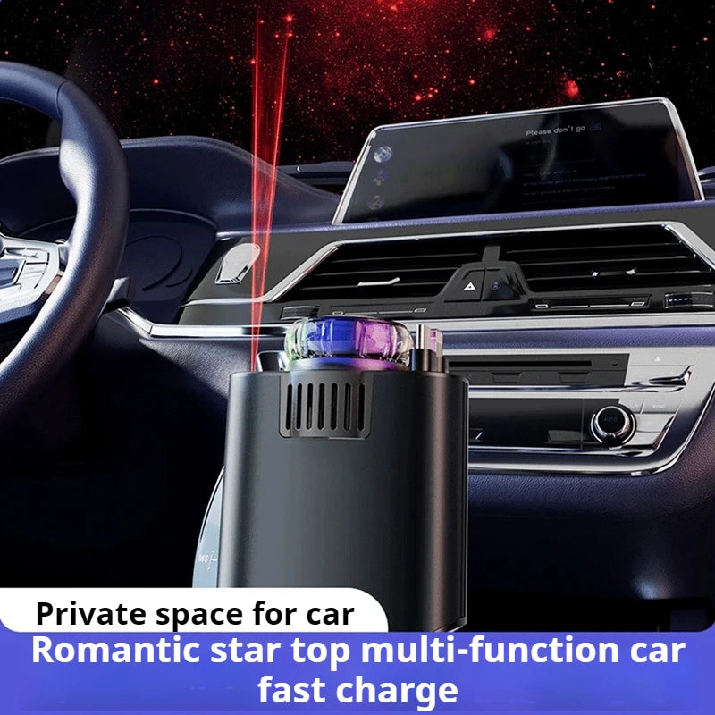5 in 1 Car Charger Fast Charging 45W Retractable +Aromatherapy Diffuser+Starry Sky LED Lights Car Air Freshener Car Accessory